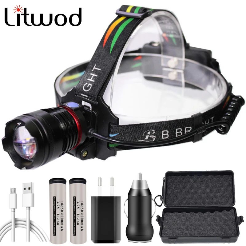 

Headlamp Led Bulbs Head Lamp Flashlight Headlight 2 18650 Xhp70 Battery Zoom In / Out Lithium Ion Camping ,Cycling