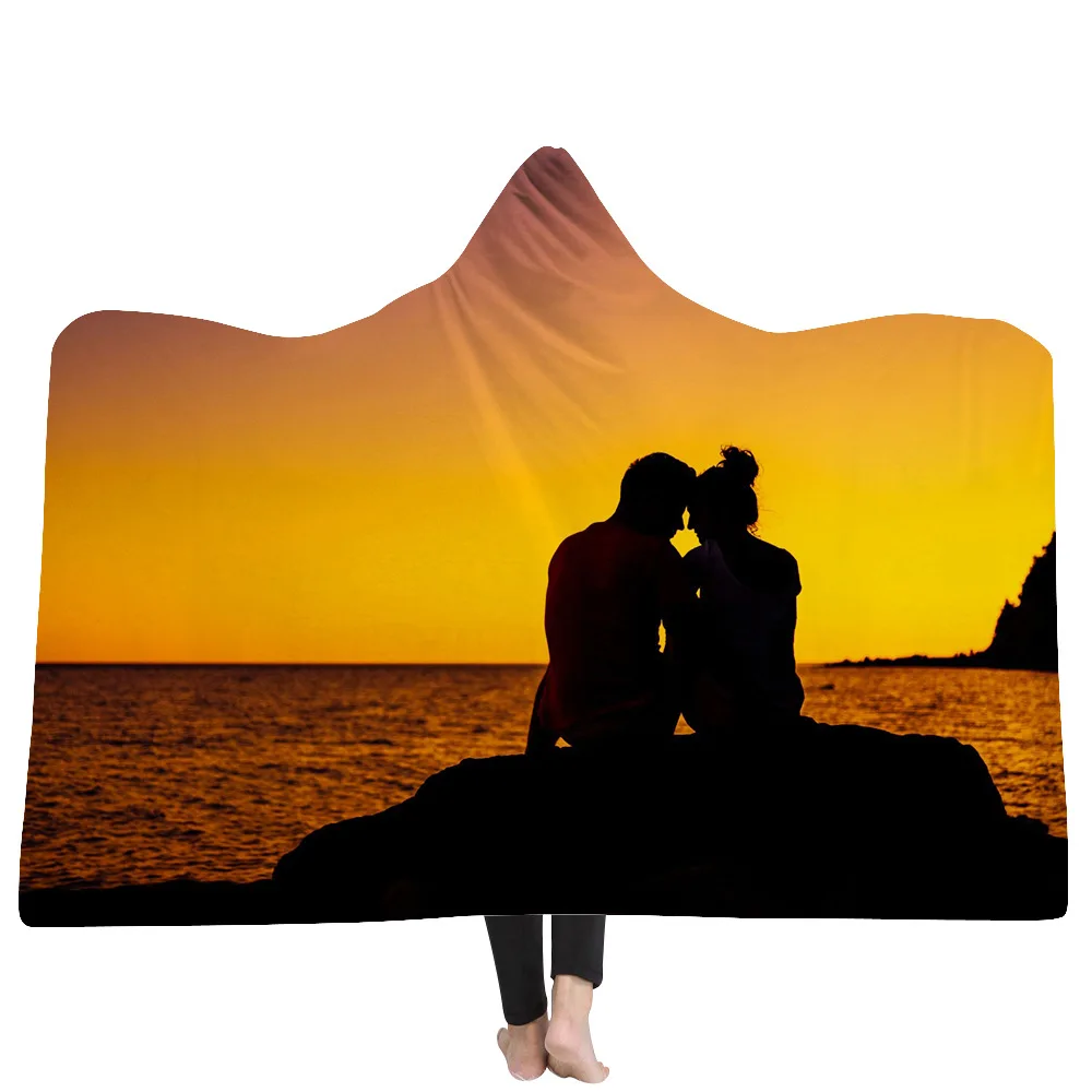 24 3d Print Winter Warm Sofa School Home Travel Picnic Carrying Wearable Polyester Blanket Hooded Blanket For Adult Starry Wonders - Цвет: 24