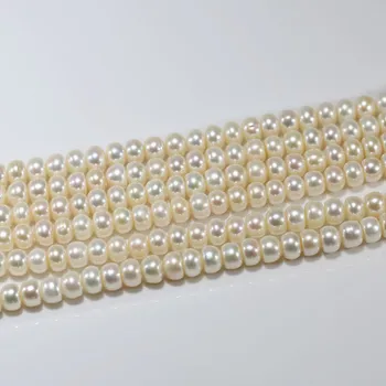 

Real white 8-9mm AA+ button white pearl strands loose beads women lady jewelry DIY