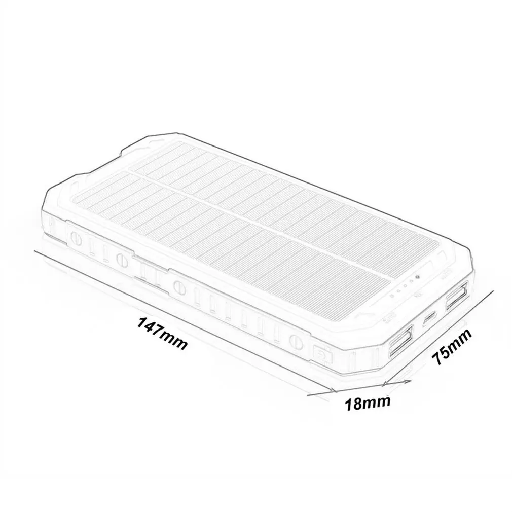 Universal Portable Ultra-thin 20000mAh Solar Mobile Power Bank Flashlight Phone Power Supply With Compass XHT-910