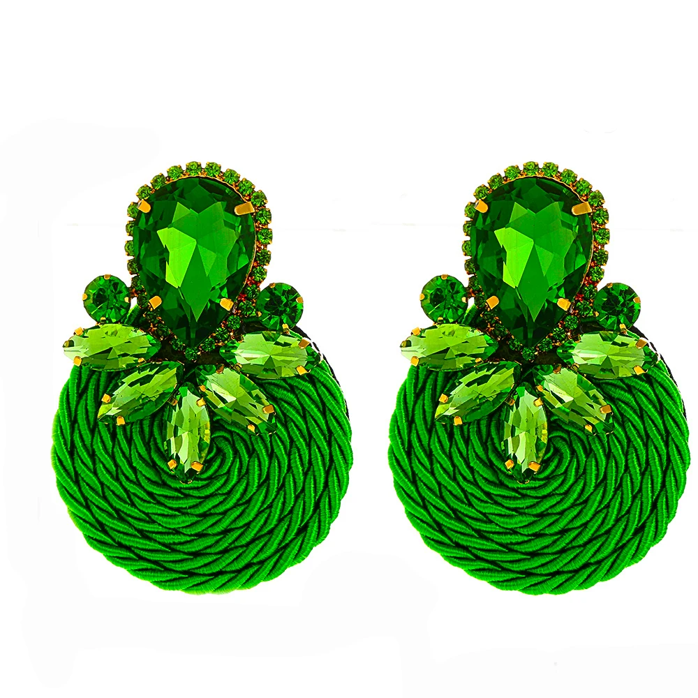 New Colorful Crystal Earrings For Women High-quality Rhinestone Handmade Round Drop Earring Fashion Jewelry Gift
