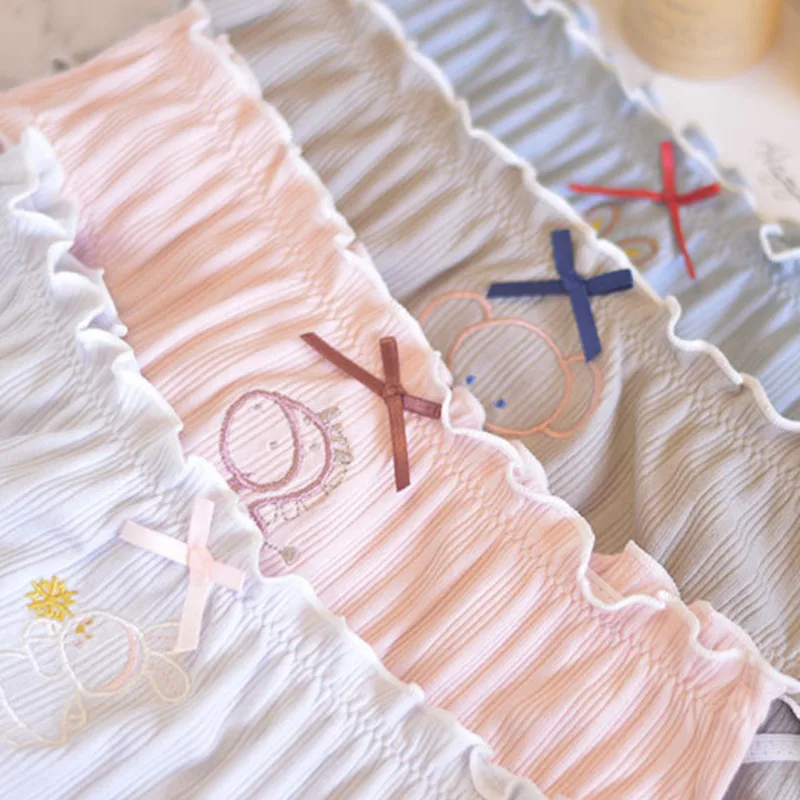 Трусы женские в японском стиле хлопковые с вышивкой животных | Женская одежда