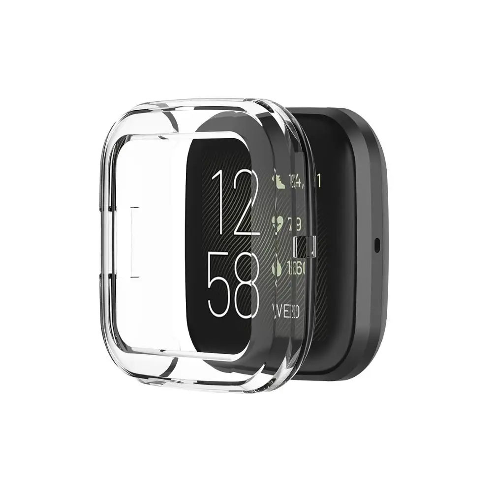 100 шт./лот прозрачный силикон чехол для Fitbit Versa 2 Смарт часы защитный чехол Сменные аксессуары ремешок для часов 6 цветов