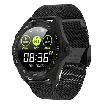 

HFES S09 Smart Watch Men Full Round Press Sn IP68 Waterproof Smartwatch Bluetooth Call/SMS Remind Clock for Android IOS Blac