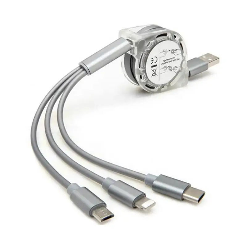 3 в 1 Выдвижной USB кабель Micro USB Тип для Xiaomi samsung huawei мульти зарядное устройство кабель адаптер для мобильного телефона линия передачи данных - Цвет: Серебристый