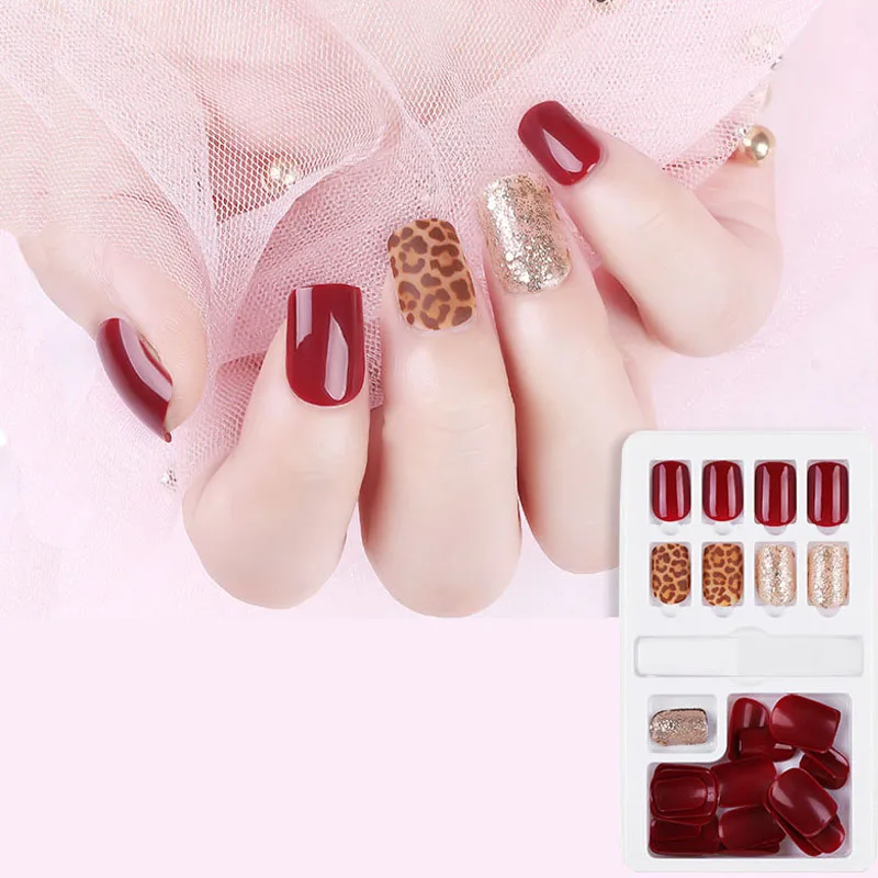

30Pcs Fake Nails Press On False Nails Detachable Nails With Jelly Gel Glue Nail Art Glue on Nails