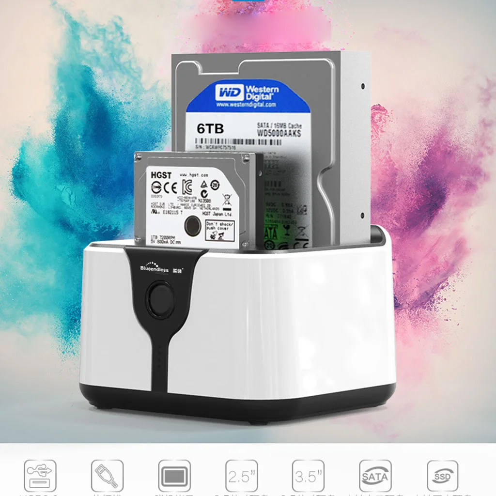 USB 3,0 на SATA внешний жесткий диск Док-станция для 2,5/3,5 Поддержка 2x6 ТБ