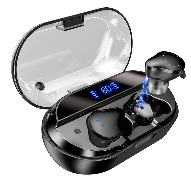 Black Arikasen, сенсорные TWS, настоящие беспроводные наушники, Bluetooth наушники, мини TWS, водонепроницаемые наушники с 4000 мА/ч зарядным устройством для всех телефонов - Цвет: Black