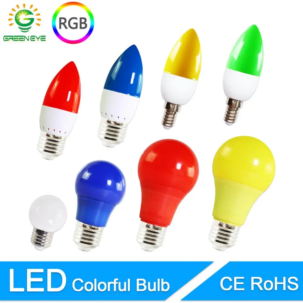 Светодиодная лампа E27 E14 3 Вт 5 7 RGB светодиодный ная A60 A50 G45 C35 свеча цветной SMD 2835 AC 220V