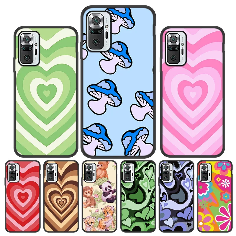 Cute Love Heart Case For Xiaomi Redmi Note 10 9 8 Pro Funda Xiao Mi 11 Lite Poco X3 11T 8T 9S 10S Silicon Cover | Мобильные телефоны
