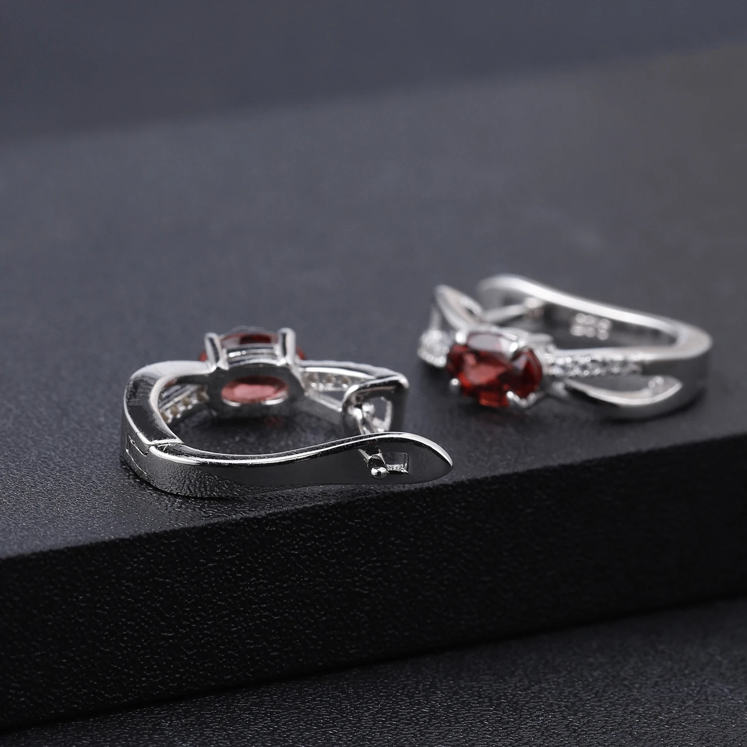 GEM'S балетные 925 пробы Серебряные Серьги с драгоценными камнями 1.14Ct натуральный красный гранат классические клипсы для женщин хорошее ювелирное изделие