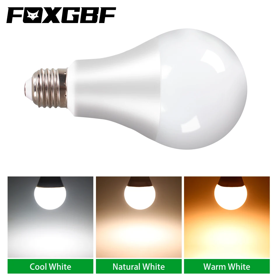 FOXGBF Светодиодный лампа светильник 3 Вт 5 7 9 12 15 18 E27 AC 220V холодной/теплый