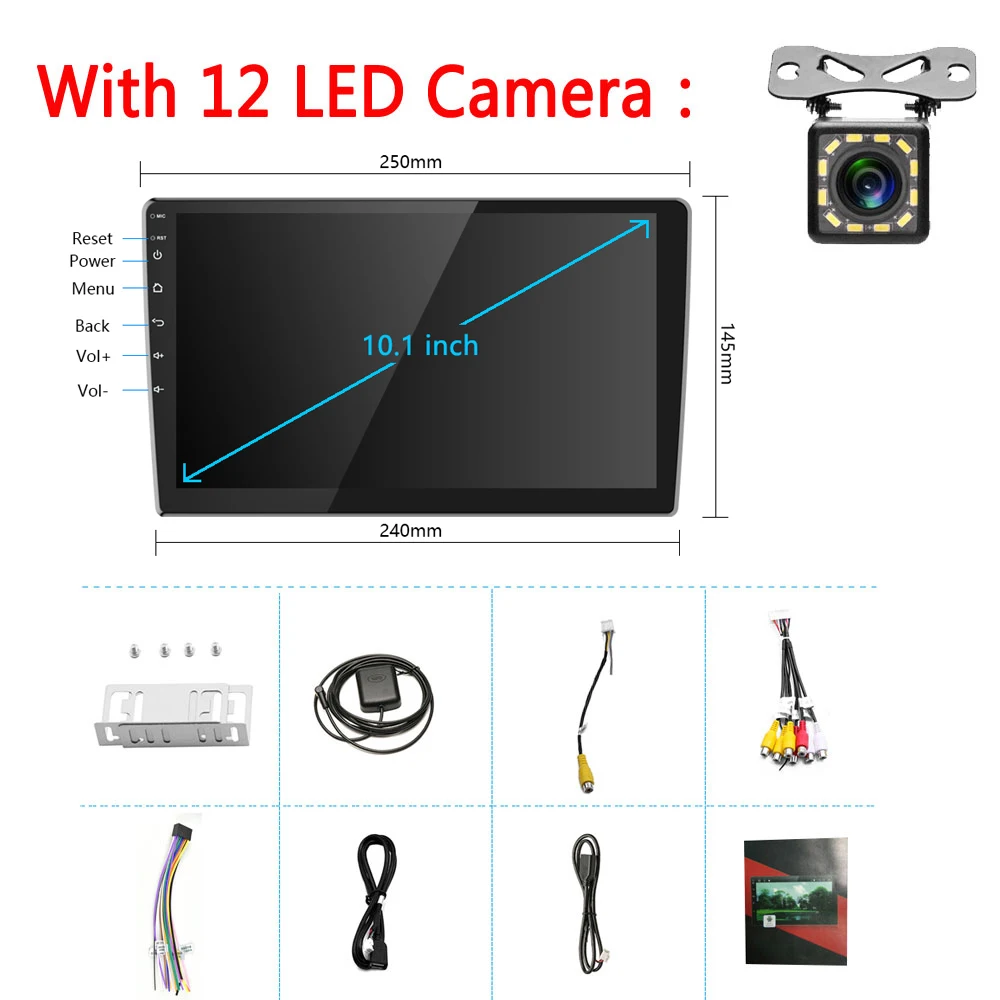 10.1inch 12led LeeKooLuu Android 8,1 2Din Автомагнитола 10,1 дюймов 2.5D центральный мультимедийный MP5 видео плеер универсальный Авторадио gps Bluetooth Wifi - Цвет: 10.1inch 12led