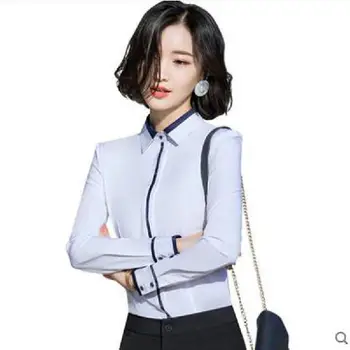 

Professional shirt women's long-sleeved 2020 spring and autumn new tooling shirt Korean version of the formal dress white slim s