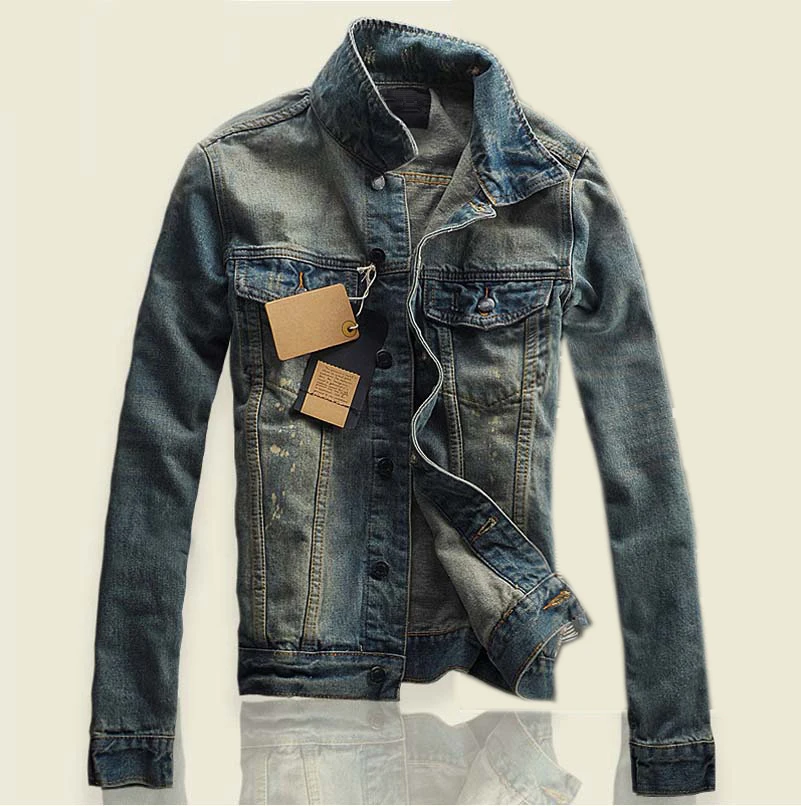 2020 Men Denim Jacket Men Coats Cotton Jeans Jacket Outwear Turn-down Collar Slim Fit Male Jacket Coat  Size 3XL