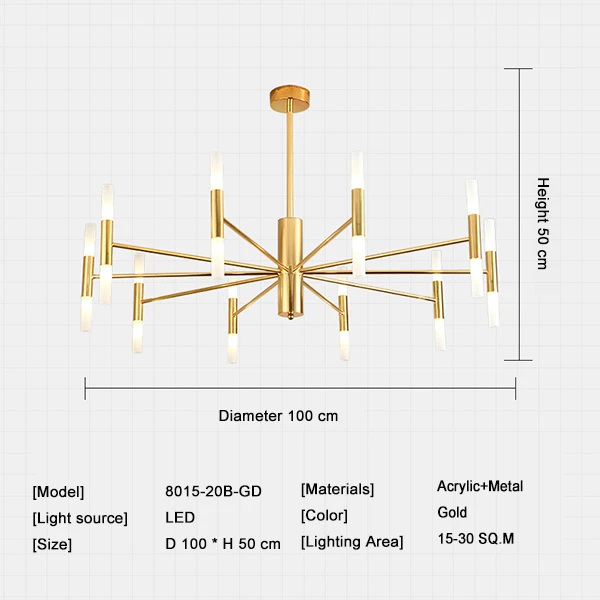 20 Light Big Gold Современный модный дизайнерский черный Золотой светодиодный потолочный светильник в стиле арт-деко, подвесной светильник-Люстра для кухни, гостиной, спальни - Цвет абажура: 20 Light Big Gold