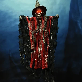 

70cm Halloween Horror Haunted House Decoration Props Electric Sound Toys Luminous Voice Ghost Head Ornaments Party Decoration