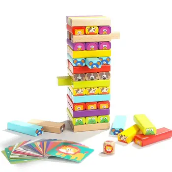 

4 In 1 Kids Wooden Animal Tumble Tower Stacking Game Puzzle Building Blocks Toy