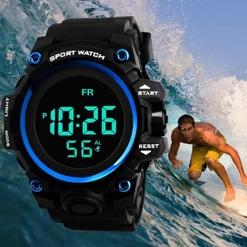 

Men Sports Digital Watches LED Display Water Resistant Electronic Wrist Watch Sportwatch Wristwatches Montre Homme Multifunction