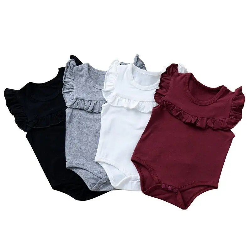 Милая Одежда для новорожденных девочек хлопковый однотонный комбинезон без