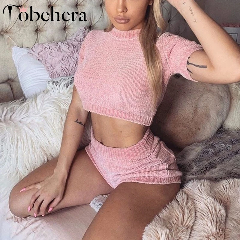 Glamaker вязаный костюм из двух предметов розовый сексуальный комбинезон