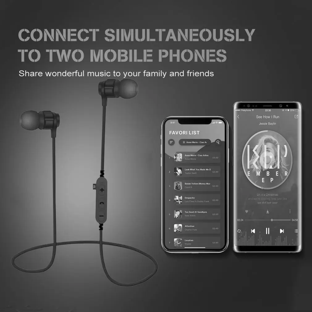 Магнитные музыкальные Bluetooth 4,1 наушники спортивные беговые беспроводные Bluetooth наушники с микрофоном для телефона