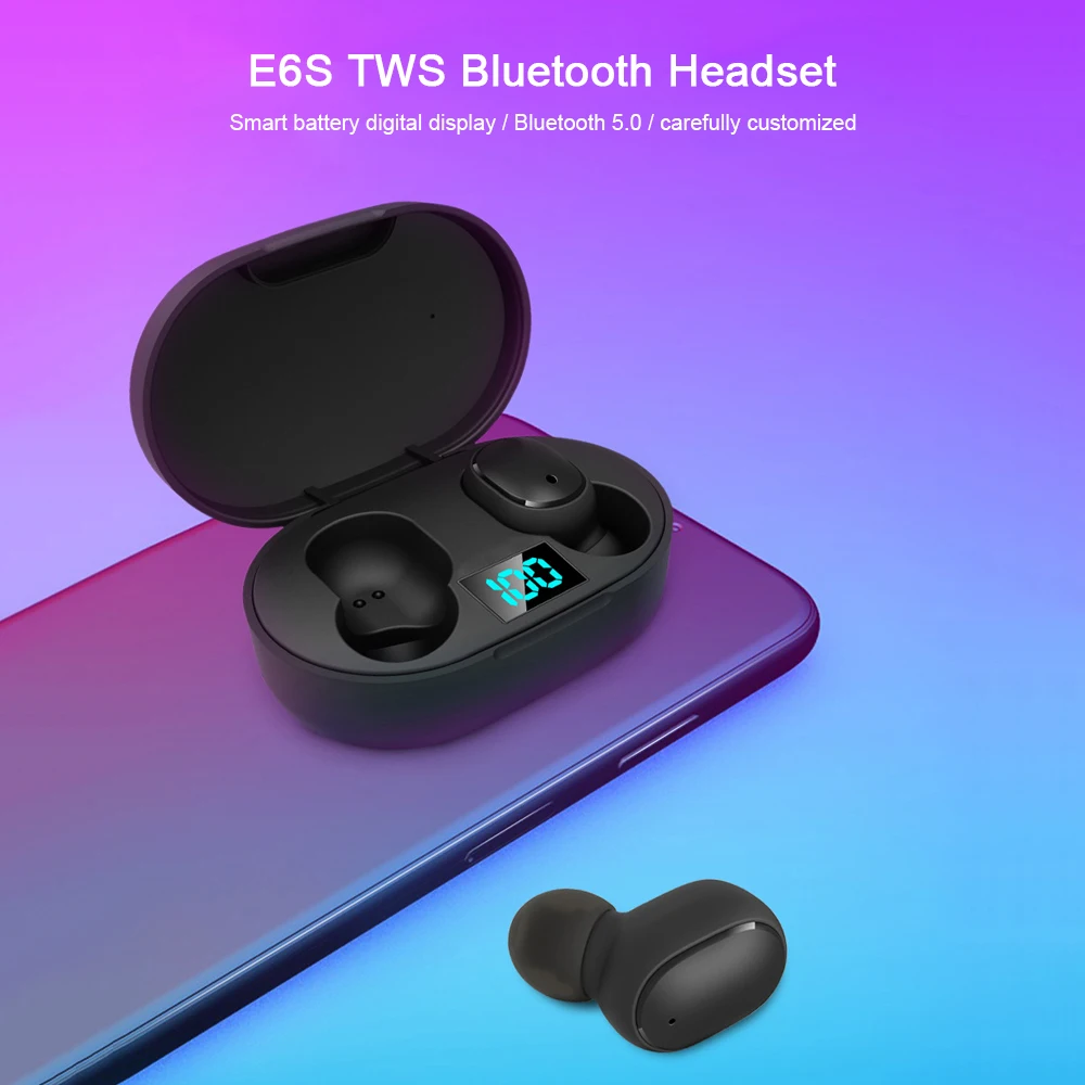 TWS Bluetooth 5,0 беспроводные наушники для Redmi Airdots светодиодный дисплей гарнитура Спортивная гарнитура с микрофоном для samsung iOS PK A6S