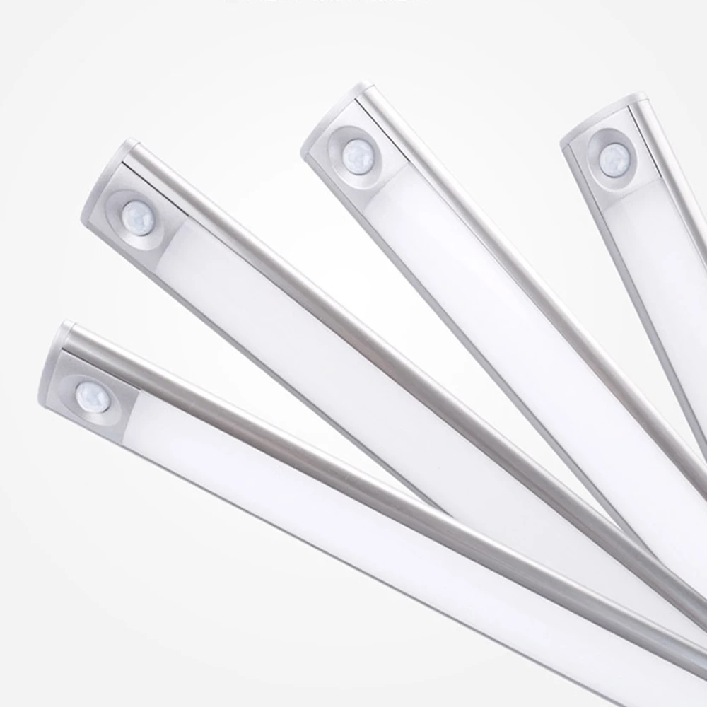 24/42/60CM Ultra-thin PIR Motion Sensor LED Under Cabinet Light USB Rechargeable Wardrobe Cupboard Wall lamp Closet night light