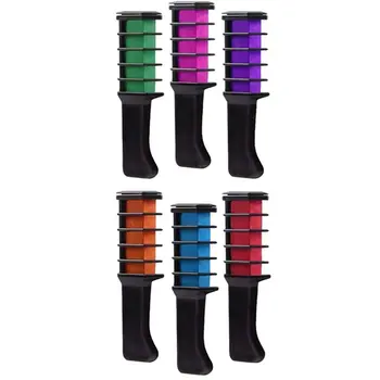 

6pcs Hair Chalk Comb Temporary Hair Color Washable Non Toxic Mini Hair Dye Comb for Kids Teens Party Cosplay DIY
