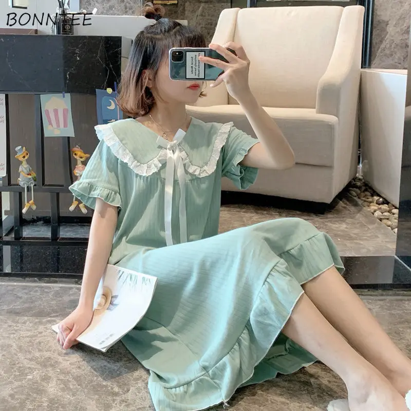 

Nightgowns Women Oversize Various Colors Elegant Ins Summer Sweet Female Princess Style Students Thin Mujer Sleepwear Fashion