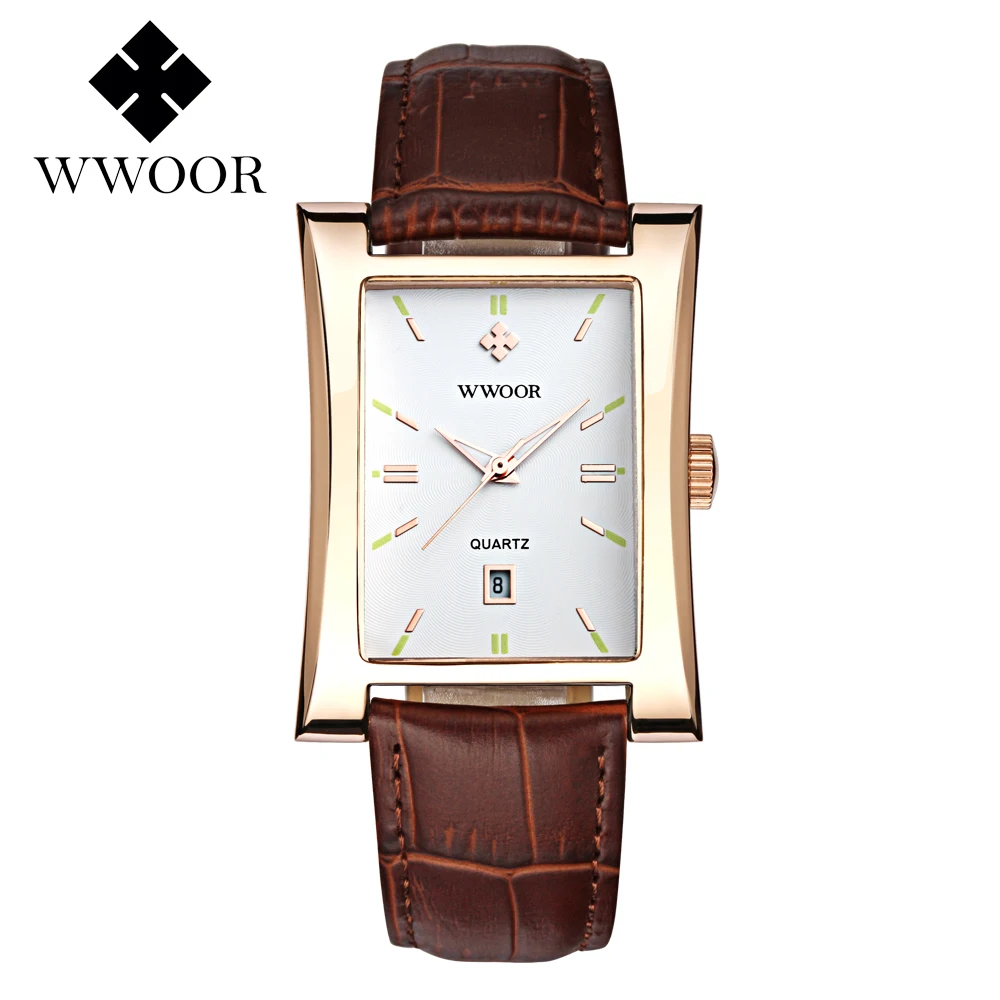 

WWOOR Men's Watches Fashion Leather Strap Waterproof Quartz Watch Reloj Hombre Business Minimalist Male Clock Relogio Masculino