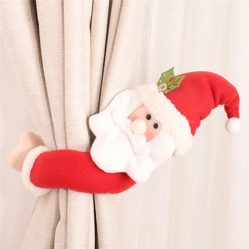 Рождественское украшение, прекрасный Санта Клаус, снеговик, занавес, Пряжка для дома, новогодние вечерние украшения, тканевые игрушки, украшение стола, куклы - Цвет: Santa Claus