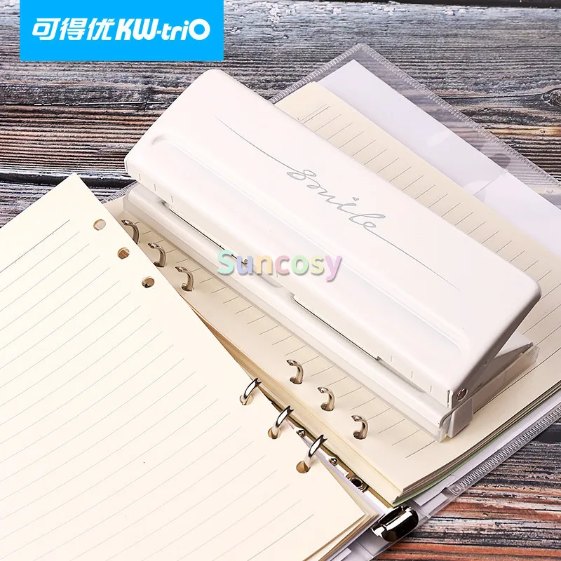 Daily Paper Puncher for A5 Size Six Ring Binder Adjustable Metal 6-Hole Punch with Positioning Mark 