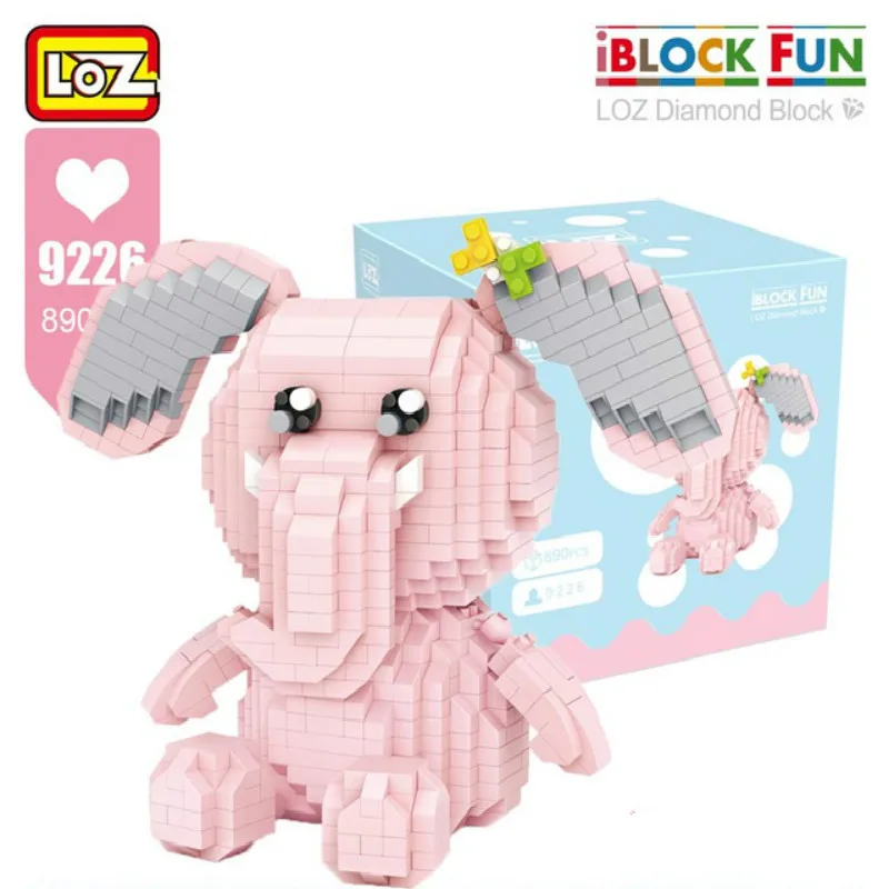 

LOZ Diamond Blocks Bee Pink Elephant Cartoon Animal Model Micro Building Blocks Educational Gifts DIY Bricks Toys for Children