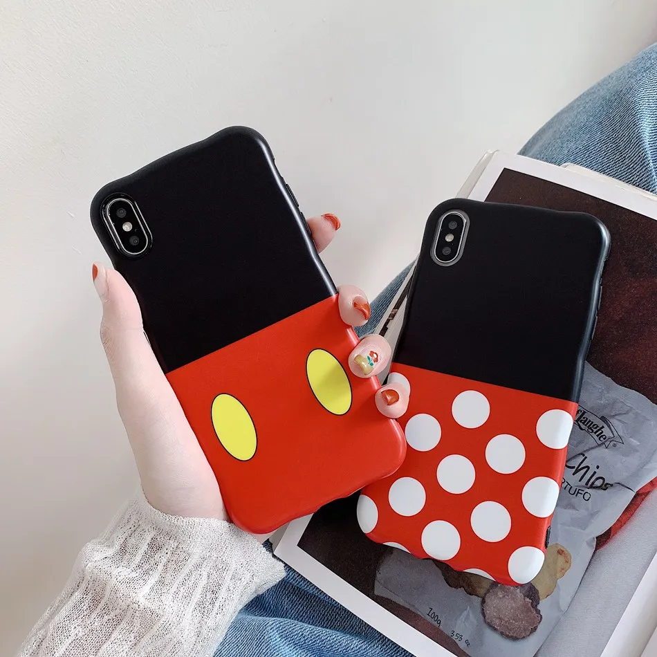 

For iPhone 7 Plus XR X XS Max Case Cute Cartoon Mickey Minnie Couple Phone Case For iPhone 8 Plus 6 6s Soft Silicone TPU Cover