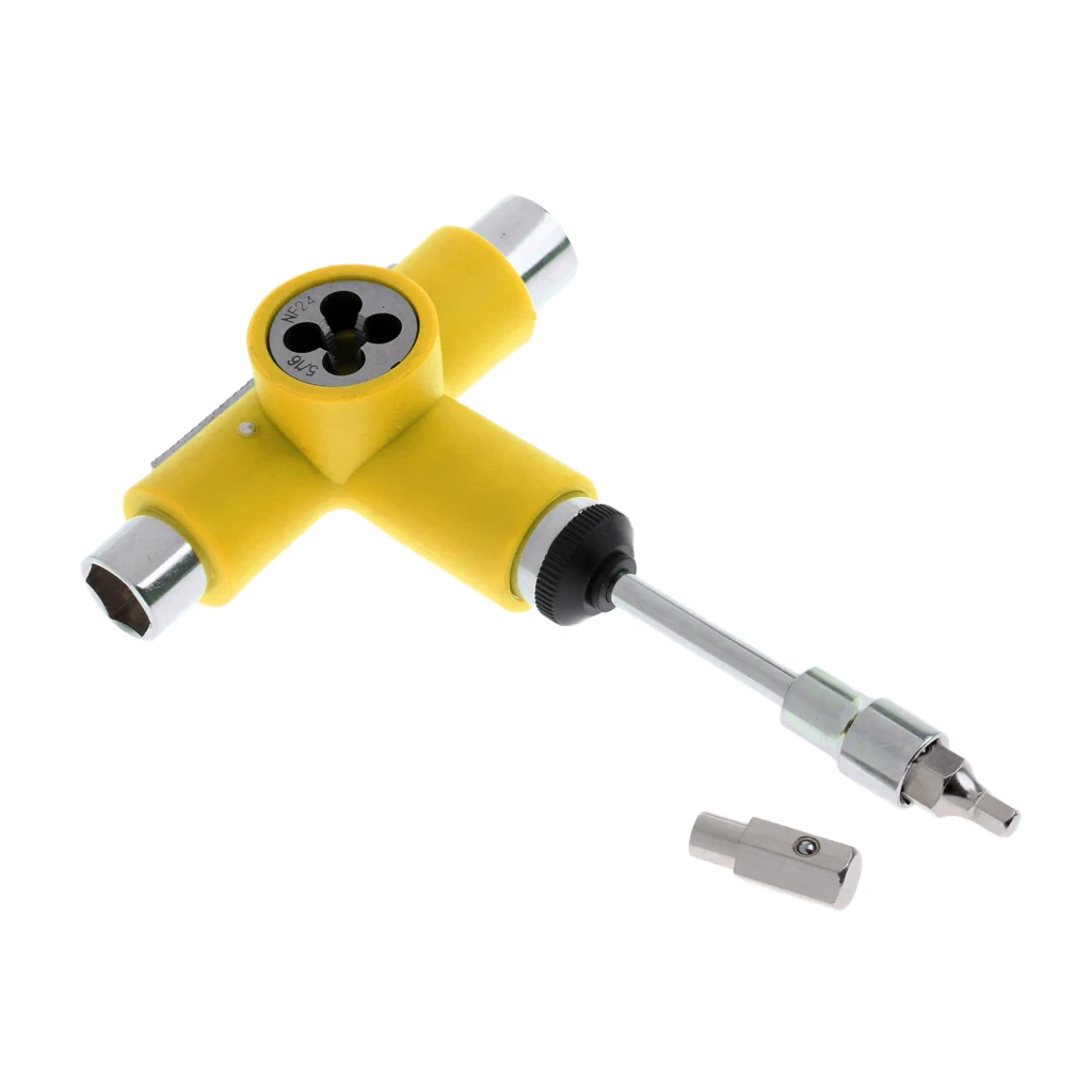 Yellow Многофункциональный Скейтборд Longboard t-инструмент Отвертка Гнездо гаечный ключ скейт аксессуары для плат - Цвет: Yellow