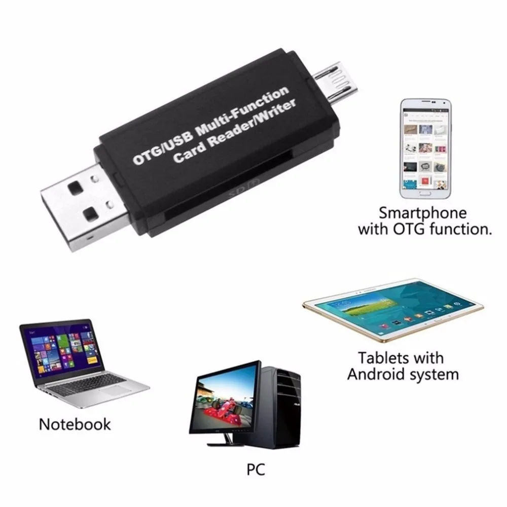Многофункциональный Смарт OTG кард-ридер высокоскоростной USB 2,0 SD Micro-SD кард-ридер USB адаптер для Android телефона компьютера