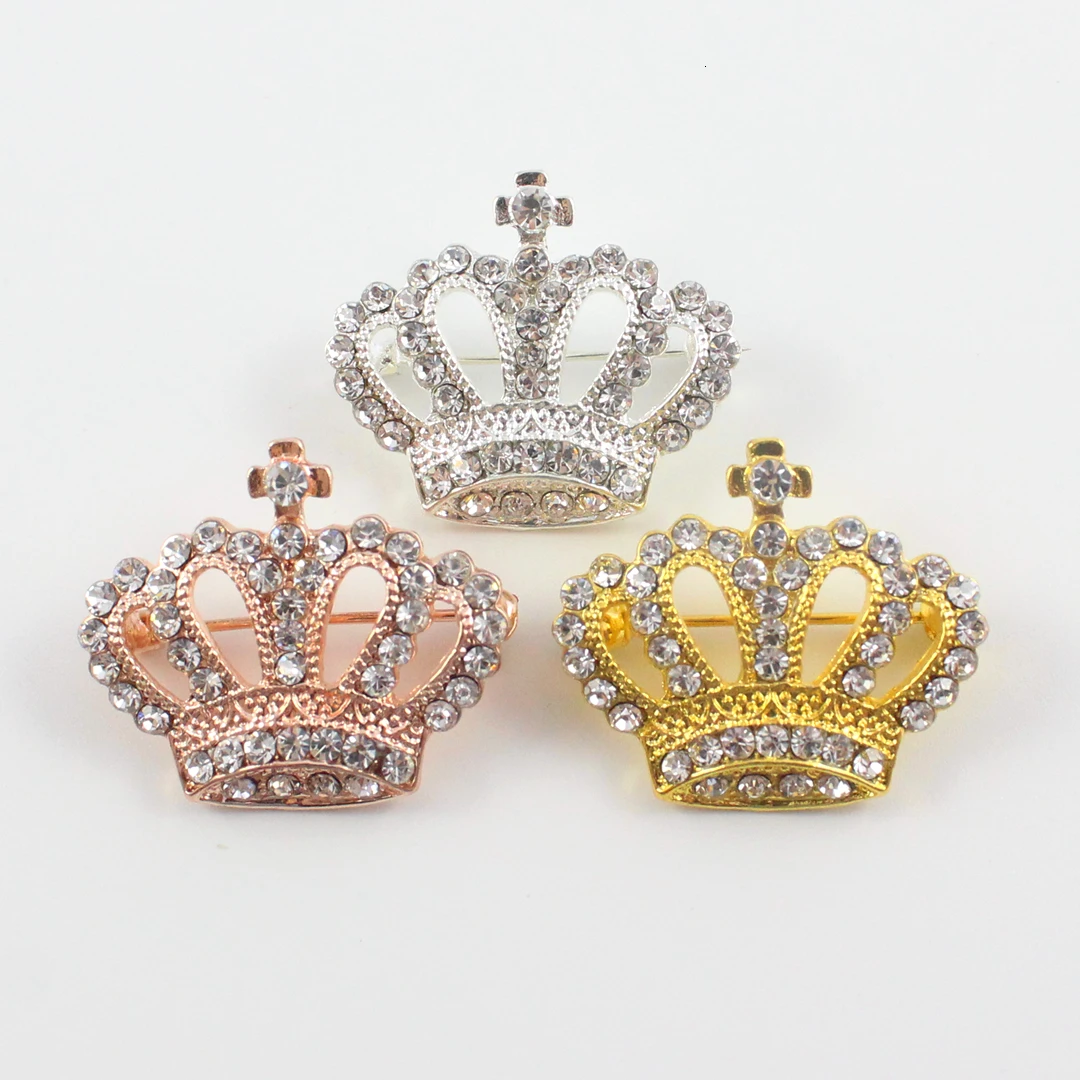 10 шт., корона, стразы, брошь на булавке, сделай сам, свадебный подарок, Browband, для женщин, ювелирное изделие, розовое золото, винтажный кристалл, центральные части - Цвет: Small Gold