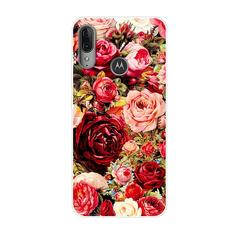 18 Чехлы для телефонов Motorola Moto E6 Plus, Прозрачный Мягкий ТПУ силиконовый чехол с цветами для Moto E 6s, задняя крышка, чехол e 6 E6Plus e 6s - Цвет: 18