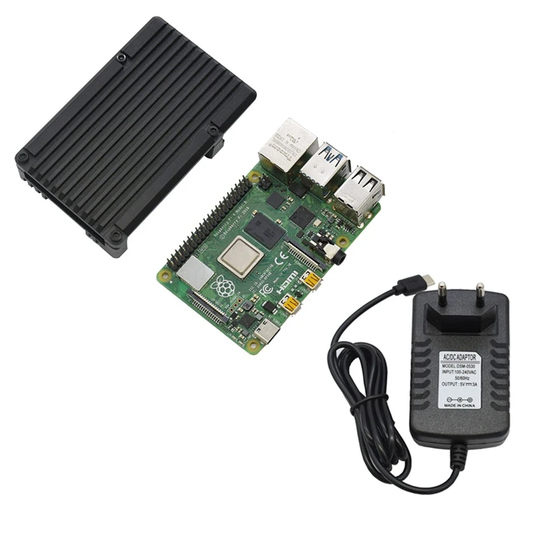 Для Raspberry Pi 4B 4G Оперативная память DIY Kit Поддержка 2,4/5,0 ГГц WI-FI Bluetooth 5,0 с Алюминий CNC сплав защитный чёрный чехол 5V 3A