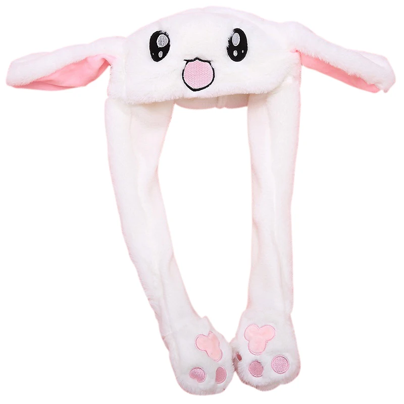 Women Cute Cartoon Hats Rabbit Shape Soft Moving Cotton Casual Ladies Autumn Ear Rabbit Hats