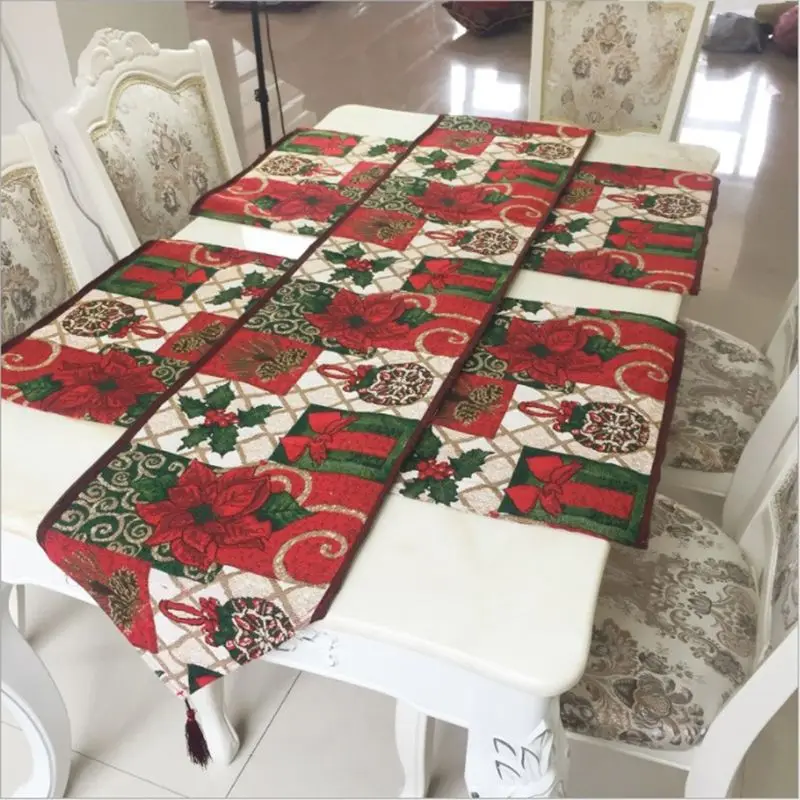 

Christmas Table Runner Dust Proof Covers Xmas Christmas Decoration for Home New Year Table Cloths D08D