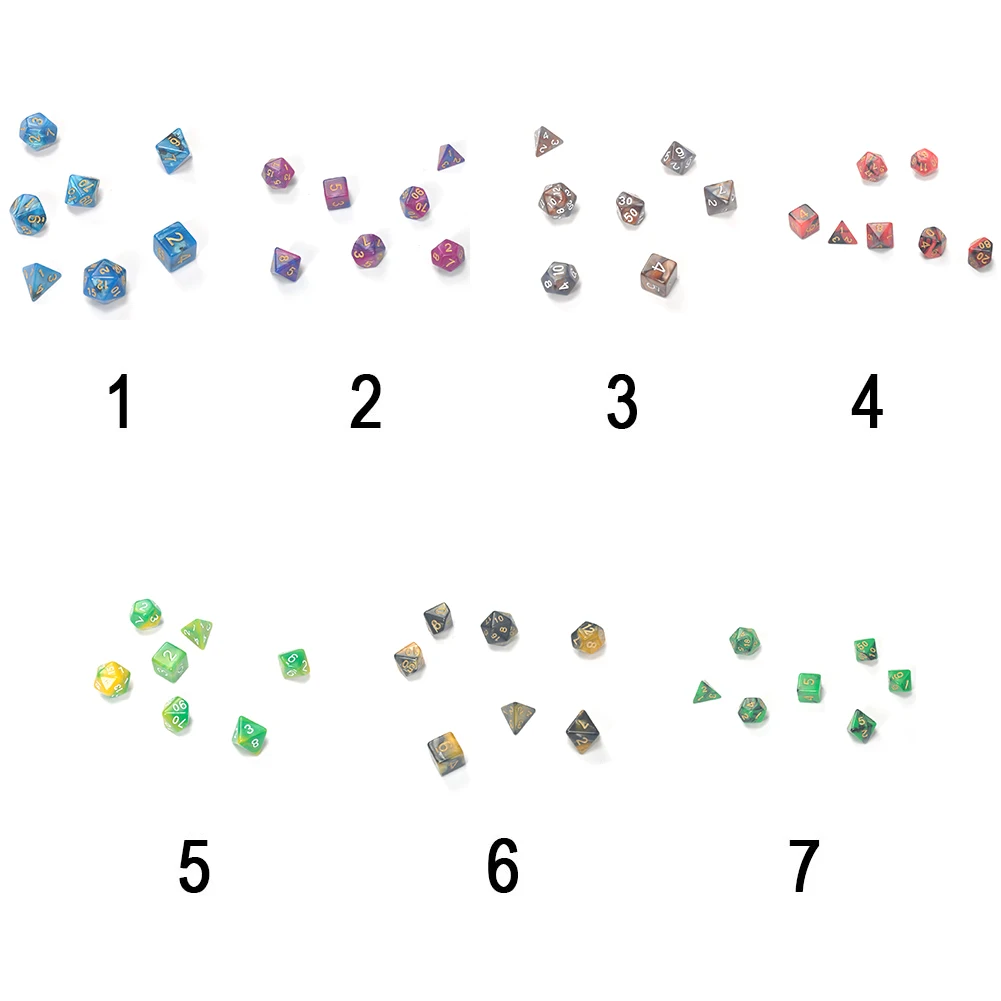 7 шт. игральные кости набор с эффектом туманности покер d& d d4 d6 d8 d10 d% d12 d20 многогранные игры TRPG ролевые игры игра в кости