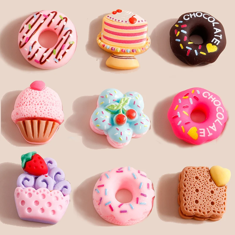 10 шт. микс Мини Милая еда десерт пончик торт с плоским основанием кабошон