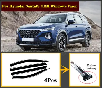 

4pcs Set 2005-2020 OEM For Hyundai Santafe Stainless steel window Visor Shade Vent Wind Rain Deflector Guards Cover