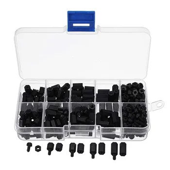 

Suleve M3NH1 300Pcs M3 Nylon Screw Black Hex Screw Nut Nylon PCB Standoff Assortment Kit for Electroplating Lab Device