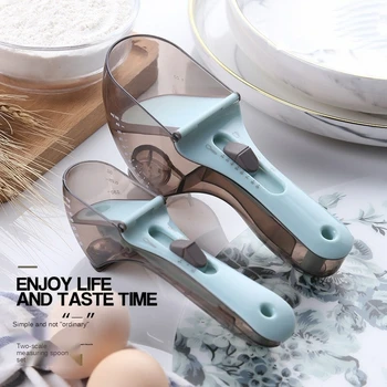 

Plastic measuring spoon with scale Milk powder baking seasoning spoon adjustable measuring spoon kitchen measuring tool gadgets