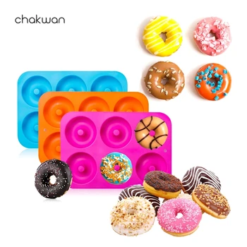 

6-Cavity Donut Mold DIY Kitchen Tool Chocolate Biscuit Jelly Cake Mold Non-Stick Candy 3D Mold Silicone Donut Baking Pan