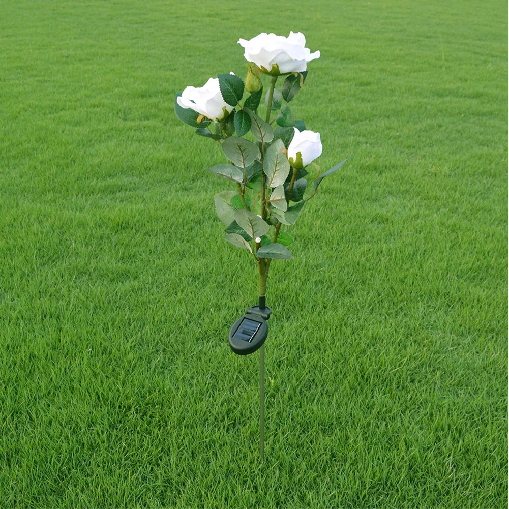 Вечерние искусственные розы для сада, садовый светильник на солнечных батареях, светодиодный пейзаж, водонепроницаемый, открытый декор, цветок, патио