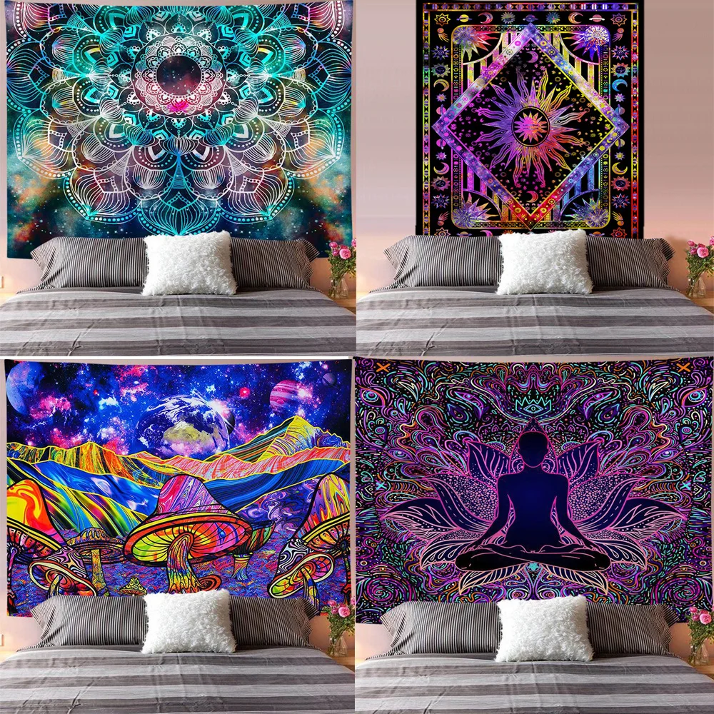 

Indian Wall Hanging Tissu Boheme Mandala Tapestry Bohemian Gypsy Psychedelic Tapiz Witchcraft Carpet Hippie Blanket Home Decor
